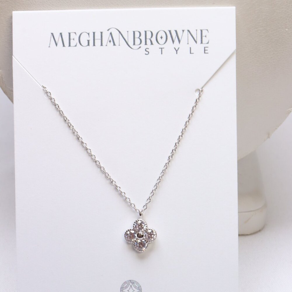 Meghan Browne .925 Sterling Silver Clear Crystal Necklace New